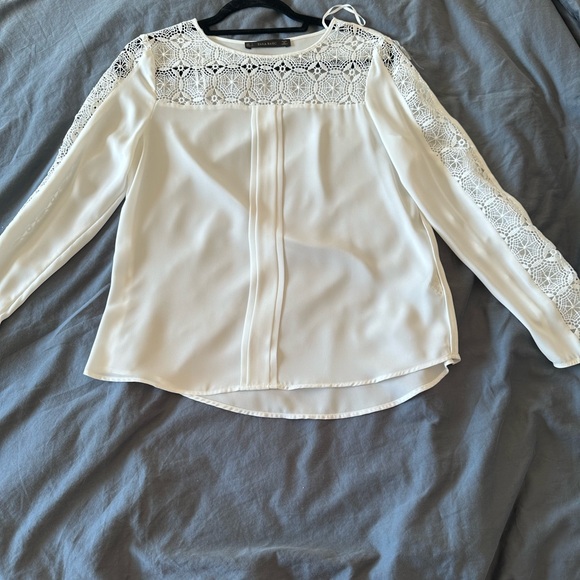 Zara Cream Lace Detail Blouse - Picture 1 of 3